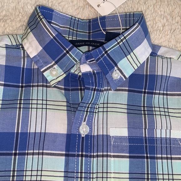 NWT Janie and Jack The Madras Plaid Shirt Blue - Picture 4 of 7